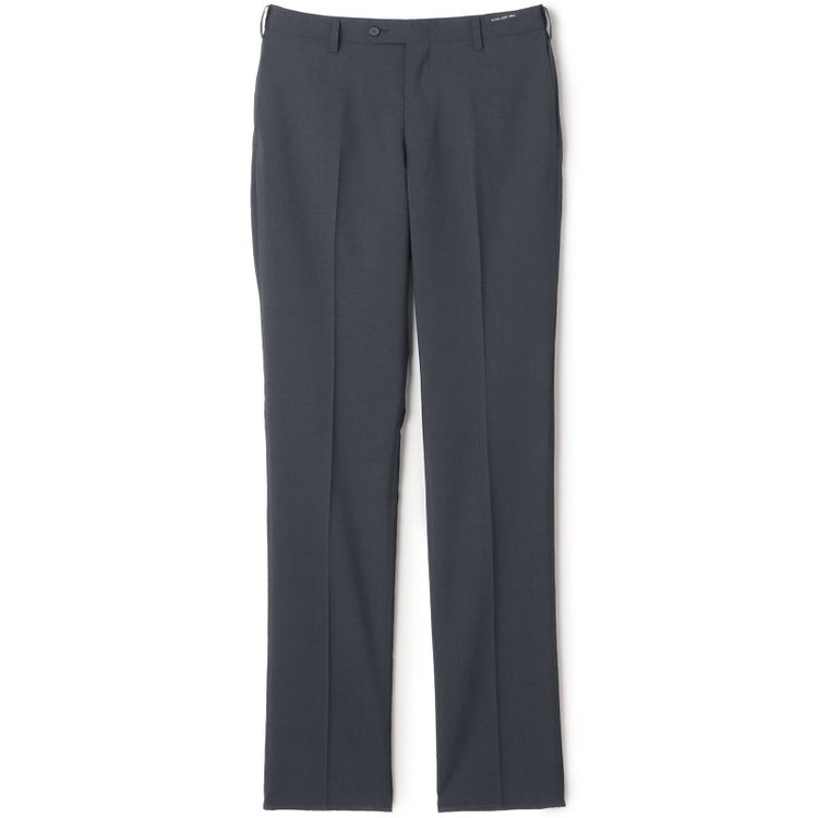 ジョンピアースブラック 【JOHN PEARSE Black SELECT LINE】【春夏】ウールブレンド 0タックパンツ/グレー×チェック/ウエストムーブ仕様/ULTRA LIGHT SPEC※裾上げ必要 グレー濃色