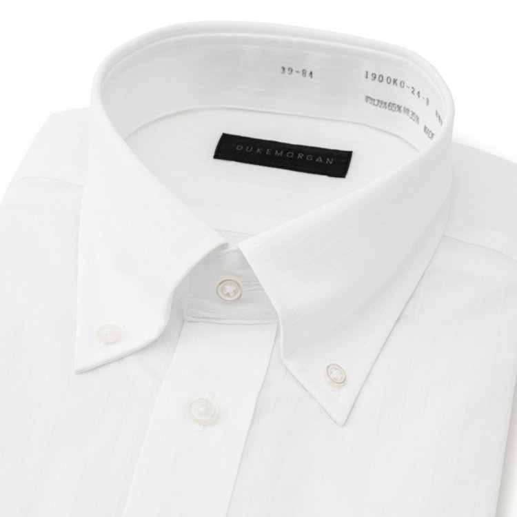 KONAKA　アウトレット 【WEB限定/OUTLET/汚れ・キズ等有】【DUKEMORGAN】【形態安定】ボタンダウンワイシャツ/ホワイト×ドビーストライプ 白