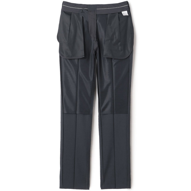 ジョンピアースブラック 【JOHN PEARSE Black SELECT LINE】【春夏】ウールブレンド 0タックパンツ/グレー×チェック/ウエストムーブ仕様/ULTRA LIGHT SPEC※裾上げ必要 グレー濃色