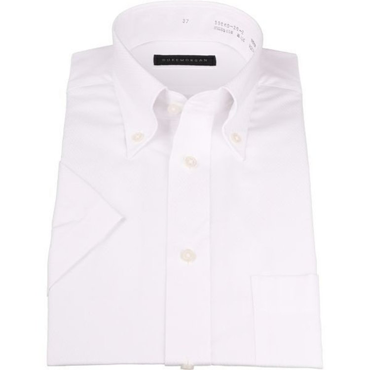 ＤＵＫＥ ＭＯＲＧＡ 【半袖】【DUKEMORGAN】ボタンダウンドレスシャツ/ホワイト×ドビーツイル ホワイト系(白)
