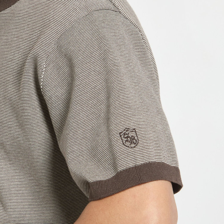 スタンリーブラッカ 【stanley blacker new york】【半袖】ボーダーニットティー/ブラウン 茶中間