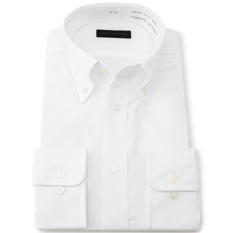 KONAKA　アウトレット 【WEB限定/OUTLET/汚れ・キズ等有】【DUKEMORGAN】【形態安定】ボタンダウンワイシャツ/ホワイト×ドビーストライプ 白