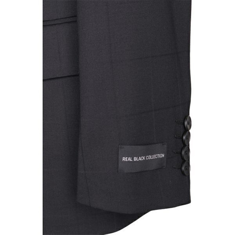 ＪＰ コンフォート 【JOHN PEARSE comfort】【春夏】2釦シングルスーツ 1タック/ブラック×ウィンドペン/NEW ZEALAND LIMITED WOOL/REAL BLACK COLLECTION ブラック系(黒)