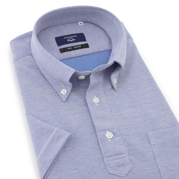 ＪＰコンフォート ネイビー 【半袖】【JOHN PEARSE comfort navy】【ノーアイロン】ボタンダウンビズポロシャツ プルオーバータイプ/サックス/ULTRA MOVE/ニット素材 紺淡色