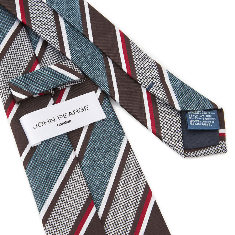 ジョンピアース 【JOHN PEARSE White】シルクポリエステルストライプ柄ネクタイ/8.0㎝幅/グリーン その他
