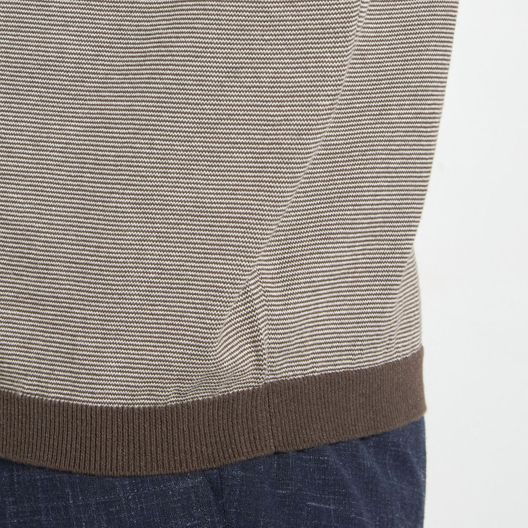 スタンリーブラッカ 【stanley blacker new york】【半袖】ボーダーニットティー/ブラウン 茶中間