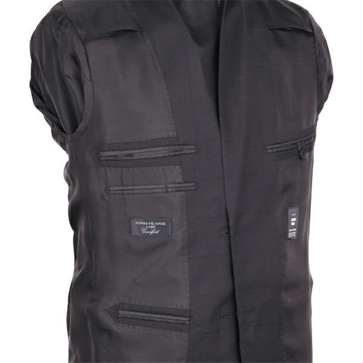 ＪＰ コンフォート 【JOHN PEARSE comfort】【春夏】2釦シングルスーツ 1タック/ブラック×ウィンドペン/NEW ZEALAND LIMITED WOOL/REAL BLACK COLLECTION ブラック系(黒)