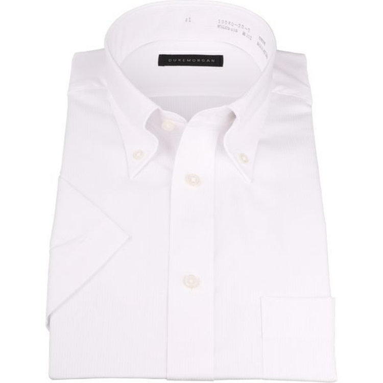 ＤＵＫＥ ＭＯＲＧＡ 【半袖】【DUKEMORGAN】ボタンダウンドレスシャツ/ホワイト×ドビーストライプ ホワイト系(白)