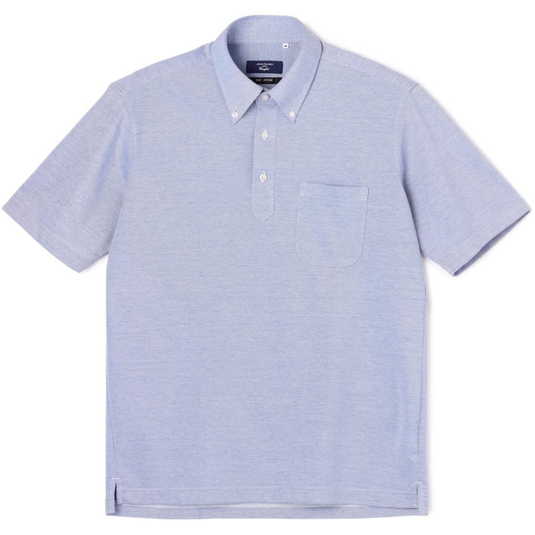 ＪＰコンフォート ネイビー 【半袖】【JOHN PEARSE comfort navy】【ノーアイロン】ボタンダウンビズポロシャツ プルオーバータイプ/サックス/ULTRA MOVE/ニット素材 紺淡色