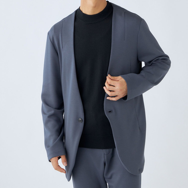 ＵＷＳ ＨＯＭＥ 【ULTRA WORK SUIT/HOME LINE】【春夏】セットアップ1釦ノーカラージャケット/ブルーグレー グレー系(灰)