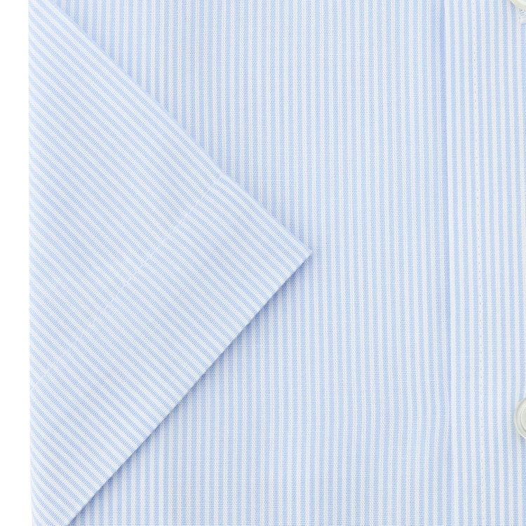 ＤＵＫＥ ＭＯＲＧＡ 【半袖】【DUKEMORGAN】【形態安定】ボタンダウンワイシャツ/ホワイト＆ブルー×ストライプ 青濃色