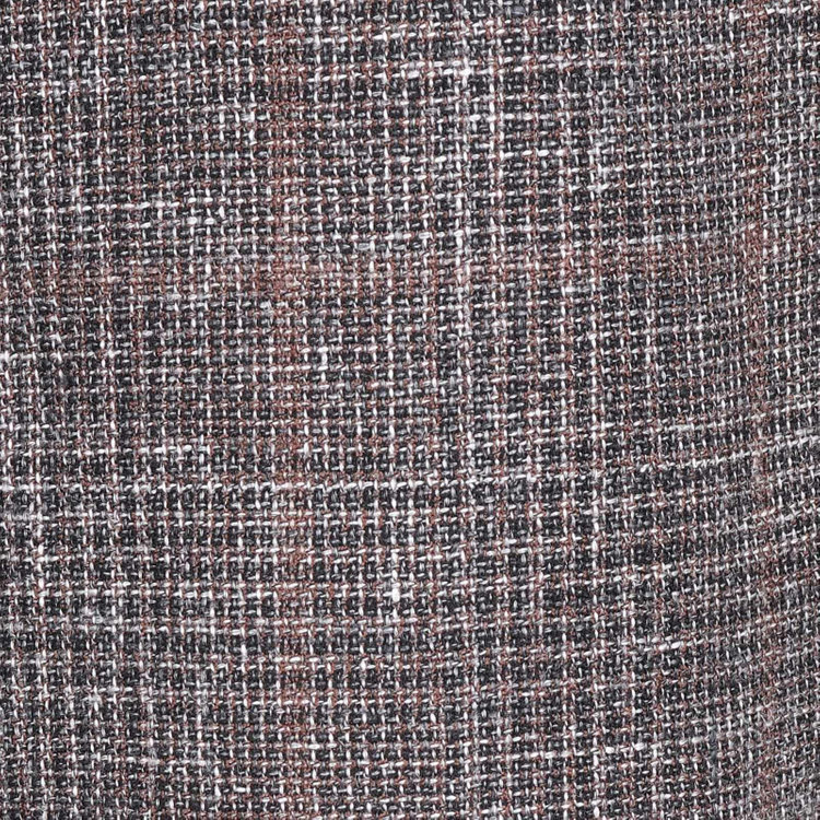 ジョンピアースブラック 【JOHN PEARSE BLACK】【春夏】リネンウール3釦段返りシングルジャケット/ブラウン×チェック/ANGELICO woven in italy ブラウン系(茶)