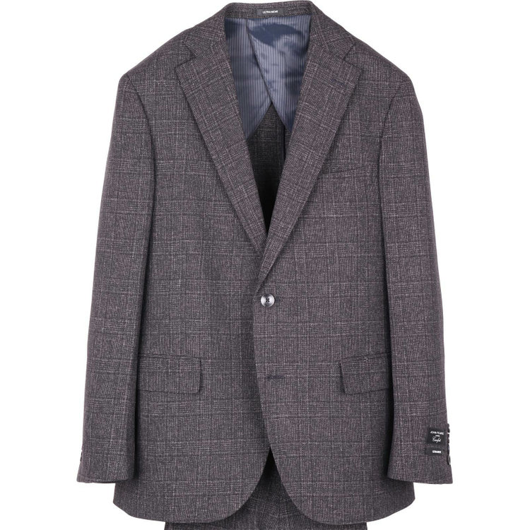ＪＰ コンフォート 【JOHN PEARSE comfort】【秋冬】コーディネートパンツ付/2釦シングルスーツ ショートタック/グレー×チェック+グレー×ソリッドパンツ/ULTRA MOVE/TRABEST/ウォッシャブル/ストレッチ グレー系(灰)