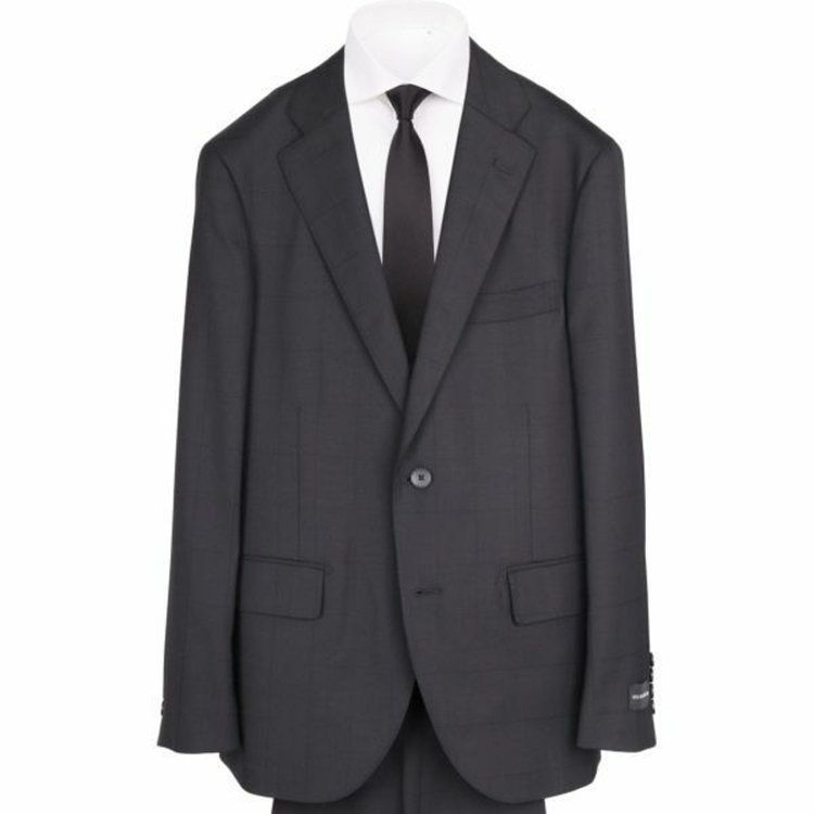 ＪＰ コンフォート 【JOHN PEARSE comfort】【春夏】2釦シングルスーツ 1タック/ブラック×ウィンドペン/NEW ZEALAND LIMITED WOOL/REAL BLACK COLLECTION ブラック系(黒)