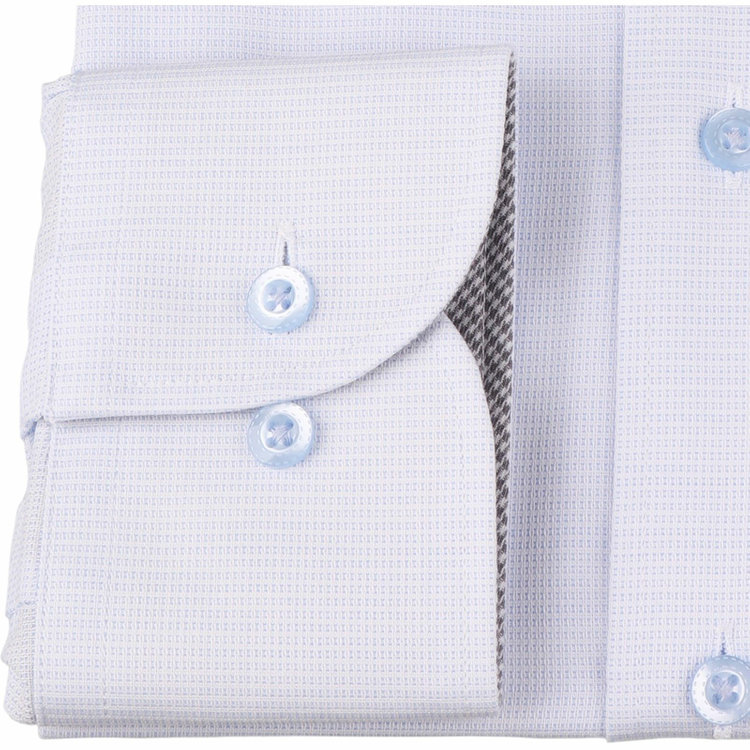 ジョンピアース 【JOHN PEARSE White】【形態安定】ボタンダウンドレスシャツ/ブルー×ドビー/襟袖裏別布：グレー×チェック/ブルー釦/Oil guard ブルー系(青)