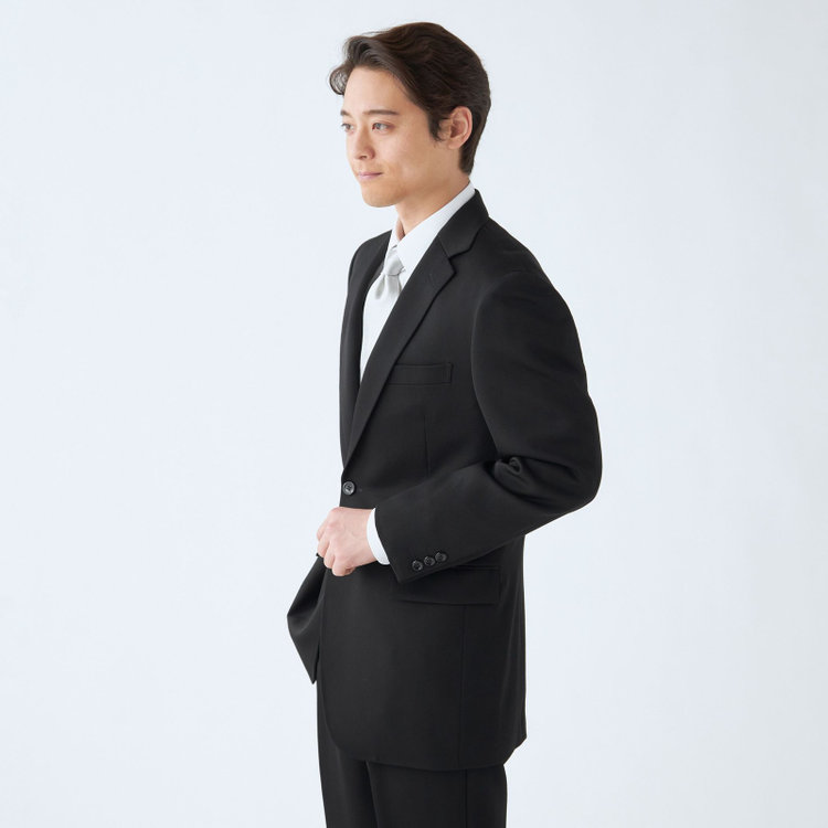 ジョンピアース 【JOHN PEARSE White】【秋冬】2釦シングルフォーマルスーツ 1タックパンツ/濃染加工/生活撥水/パンツアジャスター付き/※裾上げ必要 黒