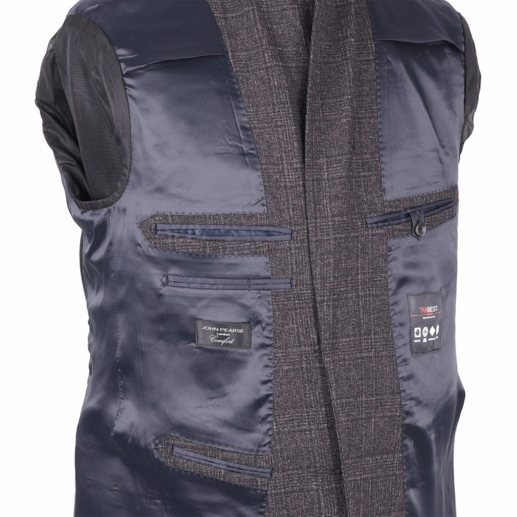 ＪＰ コンフォート 【JOHN PEARSE comfort】【秋冬】コーディネートパンツ付/2釦シングルスーツ ショートタック/グレー×チェック+グレー×ソリッドパンツ/ULTRA MOVE/TRABEST/ウォッシャブル/ストレッチ グレー系(灰)