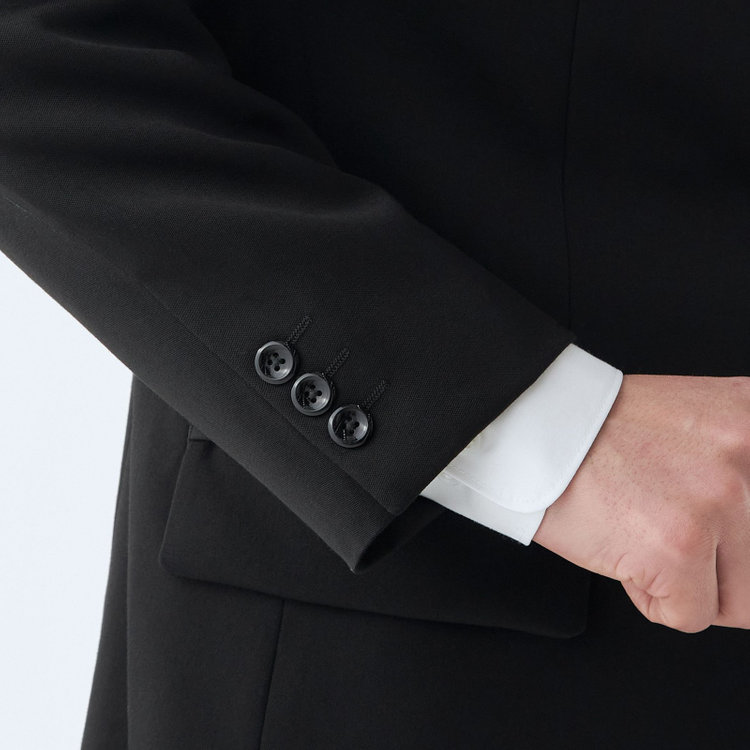 ジョンピアース 【JOHN PEARSE White】【秋冬】2釦シングルフォーマルスーツ 1タックパンツ/濃染加工/生活撥水/パンツアジャスター付き/※裾上げ必要 黒