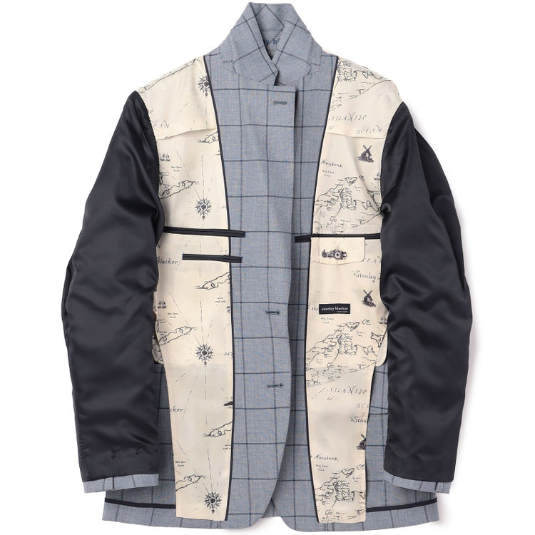 スタンリーブラッカ 【stanley blacker new york】【春夏】2釦ジャケット/グレー×ウィンドペン グレー淡色