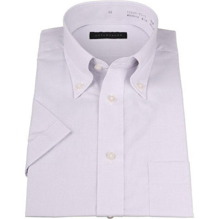 ＤＵＫＥ ＭＯＲＧＡ 【半袖】【DUKEMORGAN】ボタンダウンドレスシャツ/グレー＆ホワイト×チェック グレー系(灰)