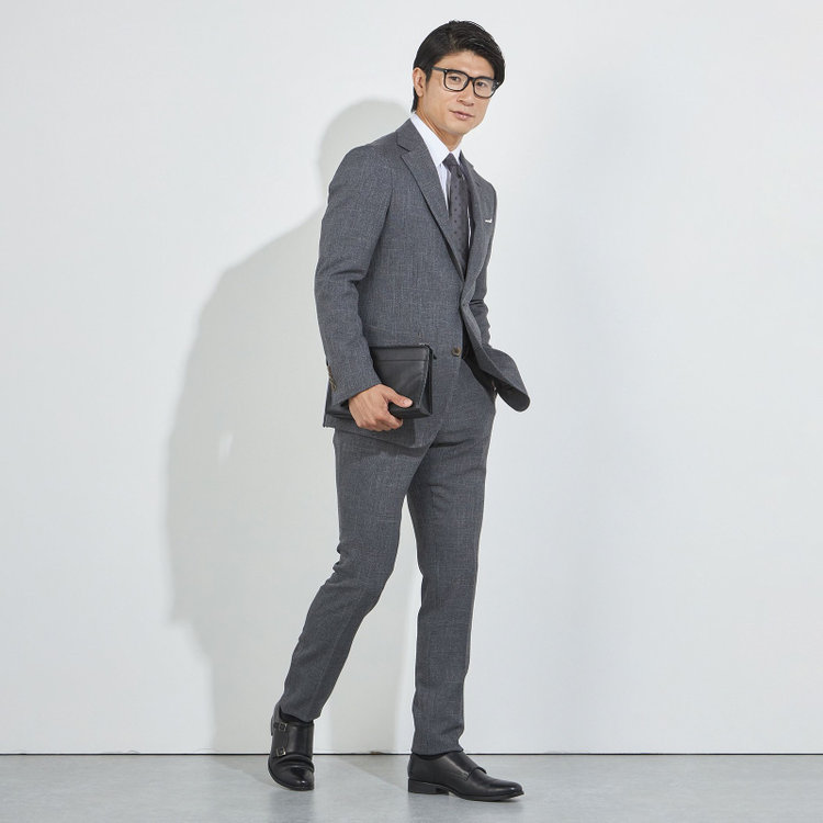 ＪＰコンフォート ネイビー 【JOHN PEARSE comfort navy】【秋冬】2釦シングルジャケット/グレー/パッチポケット/ULTRA MOVE/ウォッシャブル グレー中間