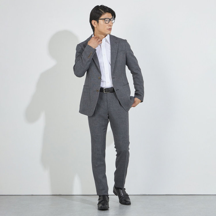 ＪＰコンフォート ネイビー 【JOHN PEARSE comfort navy】【秋冬】2釦シングルジャケット/グレー/パッチポケット/ULTRA MOVE/ウォッシャブル グレー中間