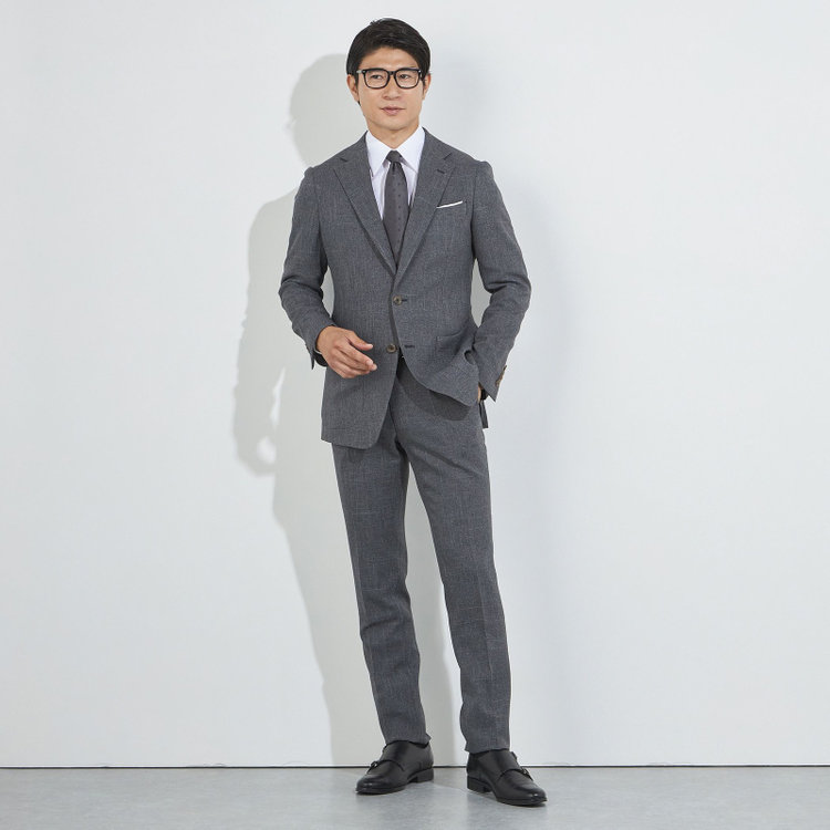 ＪＰコンフォート ネイビー 【JOHN PEARSE comfort navy】【秋冬】2釦シングルジャケット/グレー/パッチポケット/ULTRA MOVE/ウォッシャブル グレー中間