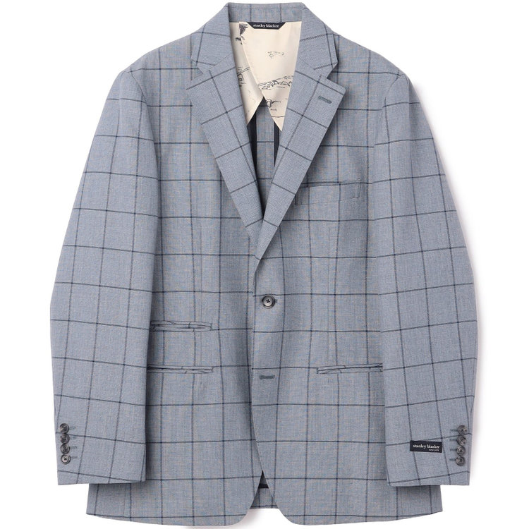 スタンリーブラッカ 【stanley blacker new york】【春夏】2釦ジャケット/グレー×ウィンドペン グレー淡色