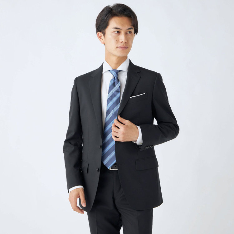 ＪＰセレクトライン 【JOHN PEARSE Black SELECT LINE】【年間】2釦シングルスーツ/ブラック×ソリッド/SHOWER CLEAN/※裾上げ必要 黒