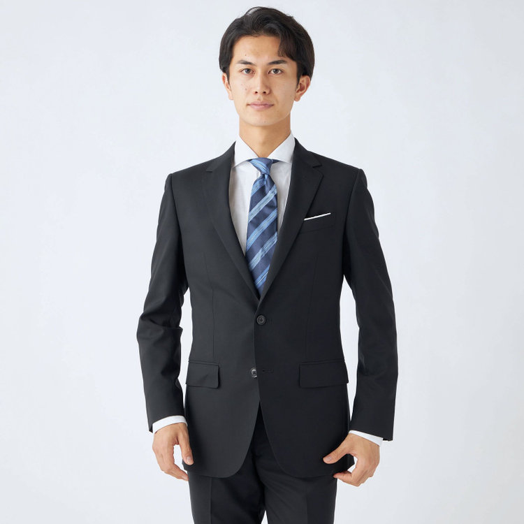ＪＰセレクトライン 【JOHN PEARSE Black SELECT LINE】【年間】2釦シングルスーツ/ブラック×ソリッド/SHOWER CLEAN/※裾上げ必要 黒