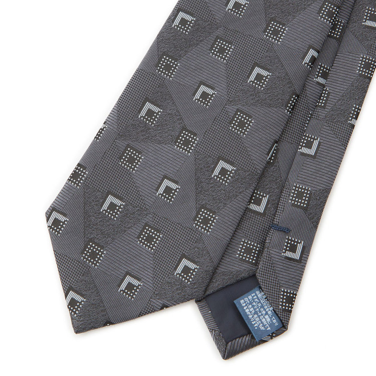 ジョンピアース 【JOHN PEARSE White】シルクポリエステル小紋柄ネクタイ8.0cm幅/グレー その他