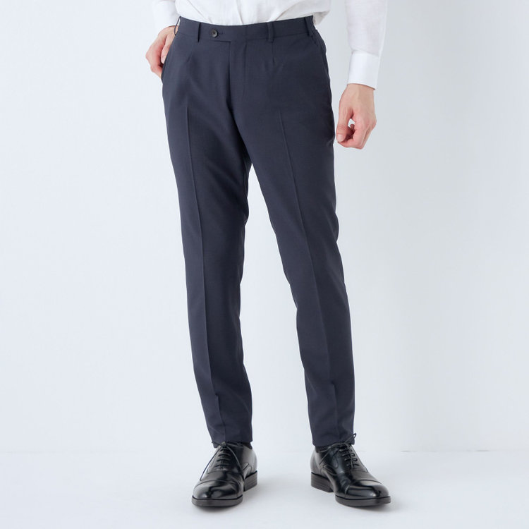 ＪＰ コンフォート 【JOHN PEARSE comfort】【春夏】2釦シングルスリーピーススーツ ショートタック/ネイビー×マイクロチェック/ULTRA MOVE/※裾上げ必要 紺中間