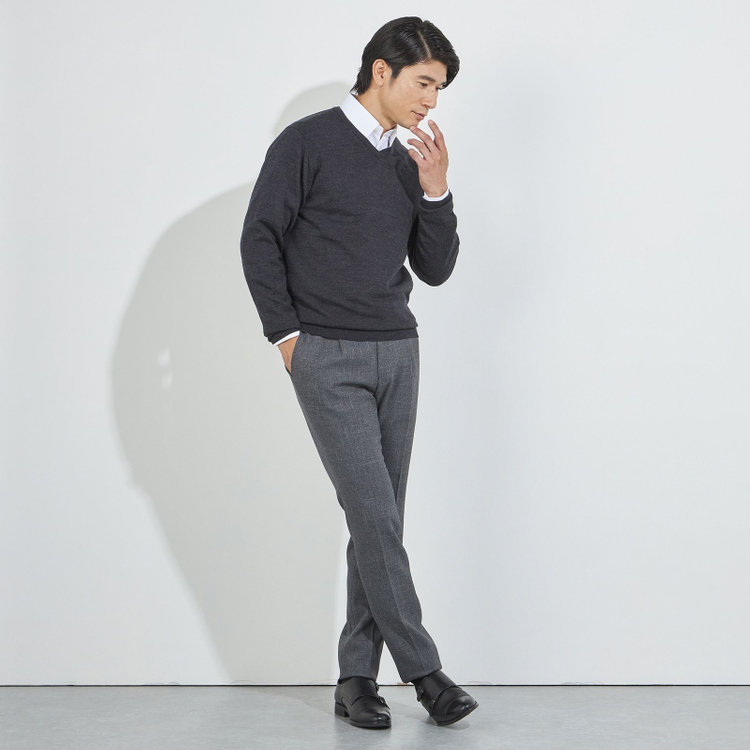 ＪＰコンフォート ネイビー 【JOHN PEARSE comfort navy】【秋冬】Vネックセーター/グレー グレー濃色