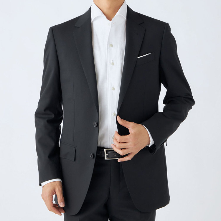 ＪＰセレクトライン 【JOHN PEARSE Black SELECT LINE】【年間】2釦シングルスーツ/ブラック×ソリッド/SHOWER CLEAN/※裾上げ必要 黒