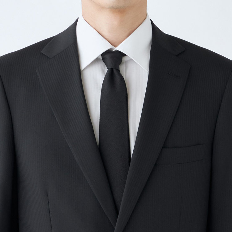 ＫＡＮＳＡＩＭＡＮ 【KANSAIMAN collection Style authentic】【秋冬】スペアパンツ付き/2釦シングルスーツ ショートタック/ブラック×シャドーストライプ/RAIN SUIT 黒