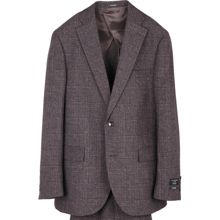 ＪＰ コンフォート 【JOHN PEARSE comfort】【秋冬】コーディネートパンツ付/2釦シングルスーツ ショートタック/ブラウン×チェック+グレー×ソリッドパンツ/ULTRA MOVE/TRABEST/ウォッシャブル/ストレッチ ブラウン系(茶)
