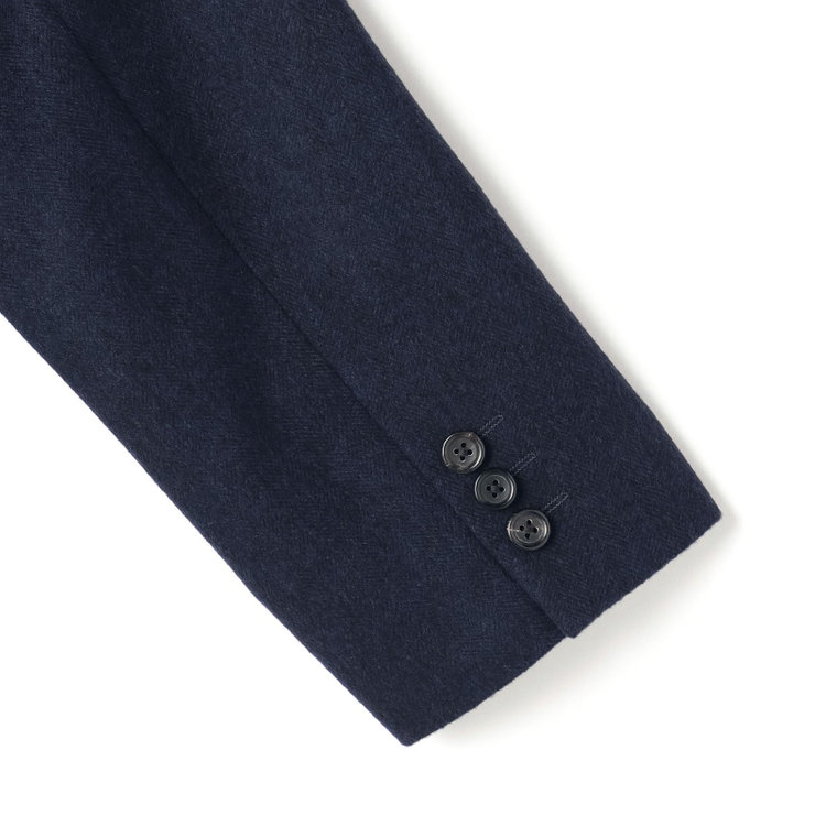 ドナートヴィンチ 【Donato Vinci Italy】【秋冬】カシミヤブレンド2釦シングルジャケット/ネイビー×ヘリンボーン/本水牛釦 紺濃色