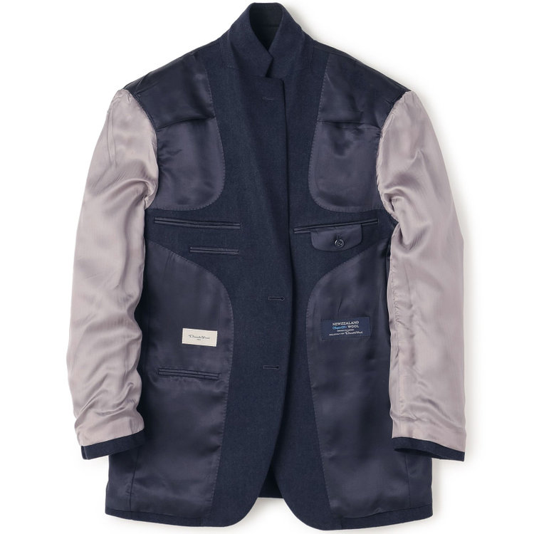 ドナートヴィンチ 【Donato Vinci Italy】【秋冬】カシミヤブレンド2釦シングルジャケット/ネイビー×ヘリンボーン/本水牛釦 紺濃色