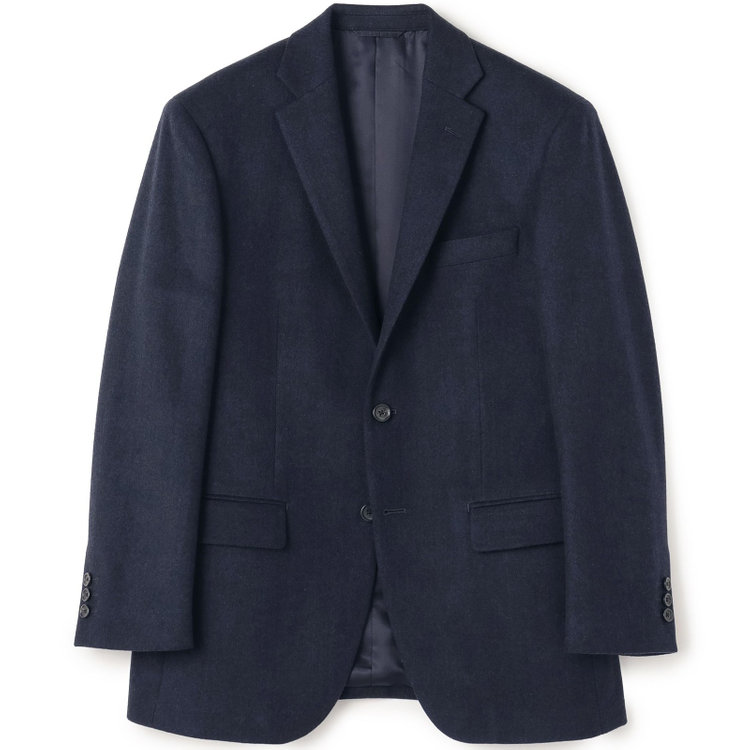 ドナートヴィンチ 【Donato Vinci Italy】【秋冬】カシミヤブレンド2釦シングルジャケット/ネイビー×ヘリンボーン/本水牛釦 紺濃色