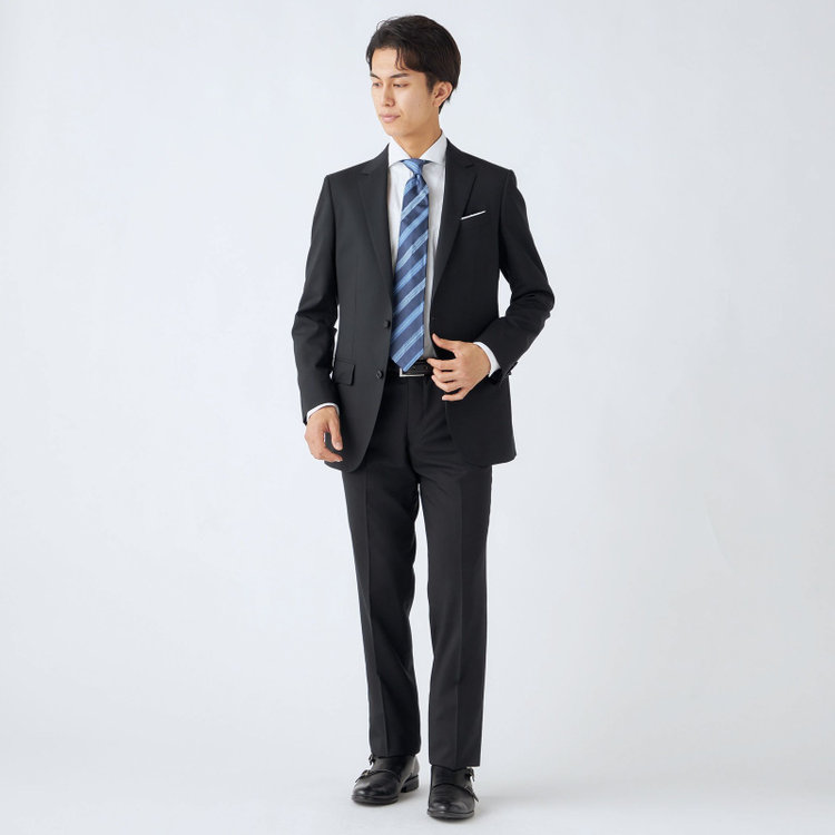 ＪＰセレクトライン 【JOHN PEARSE Black SELECT LINE】【年間】2釦シングルスーツ/ブラック×ソリッド/SHOWER CLEAN/※裾上げ必要 黒