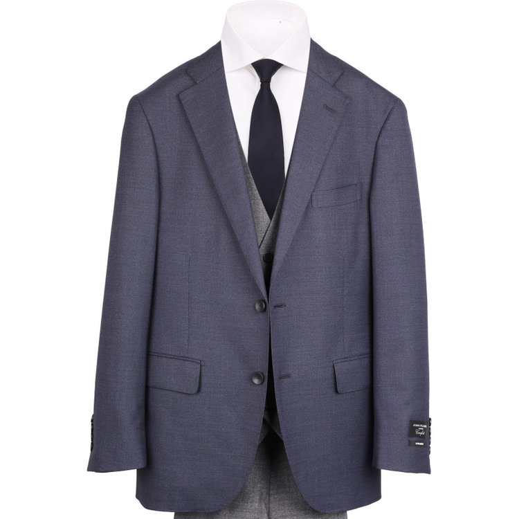 ＪＰ コンフォート 【JOHN PEARSE comfort】【秋冬】7WAY コーディネイトパンツ付き/2釦シングルスリーピーススーツ ショートタック/ネイビー×ソリッド+グレーパンツ/ULTRA MOVE/ウエストシャーリング/ウォッシャブル/ストレッチ ネイビー系(紺)