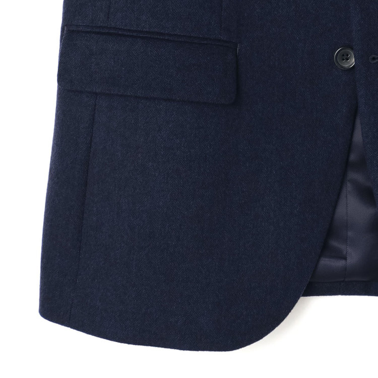 ドナートヴィンチ 【Donato Vinci Italy】【秋冬】カシミヤブレンド2釦シングルジャケット/ネイビー×ヘリンボーン/本水牛釦 紺濃色