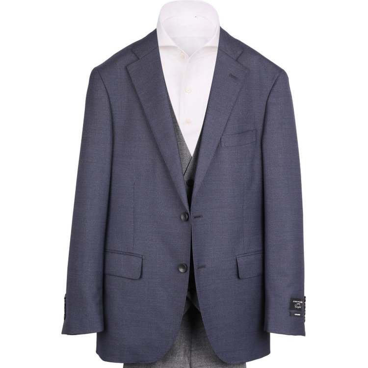 ＪＰ コンフォート 【JOHN PEARSE comfort】【秋冬】7WAY コーディネイトパンツ付き/2釦シングルスリーピーススーツ ショートタック/ネイビー×ソリッド+グレーパンツ/ULTRA MOVE/ウエストシャーリング/ウォッシャブル/ストレッチ ネイビー系(紺)