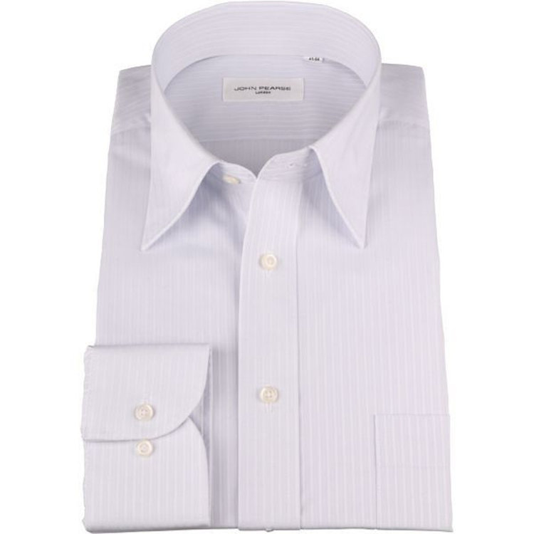 ジョンピアース 【JOHN PEARSE White】【形態安定】レギュラーカラードレスワイシャツ/グレー×ドビーストライプ/oil guard グレー系(灰)