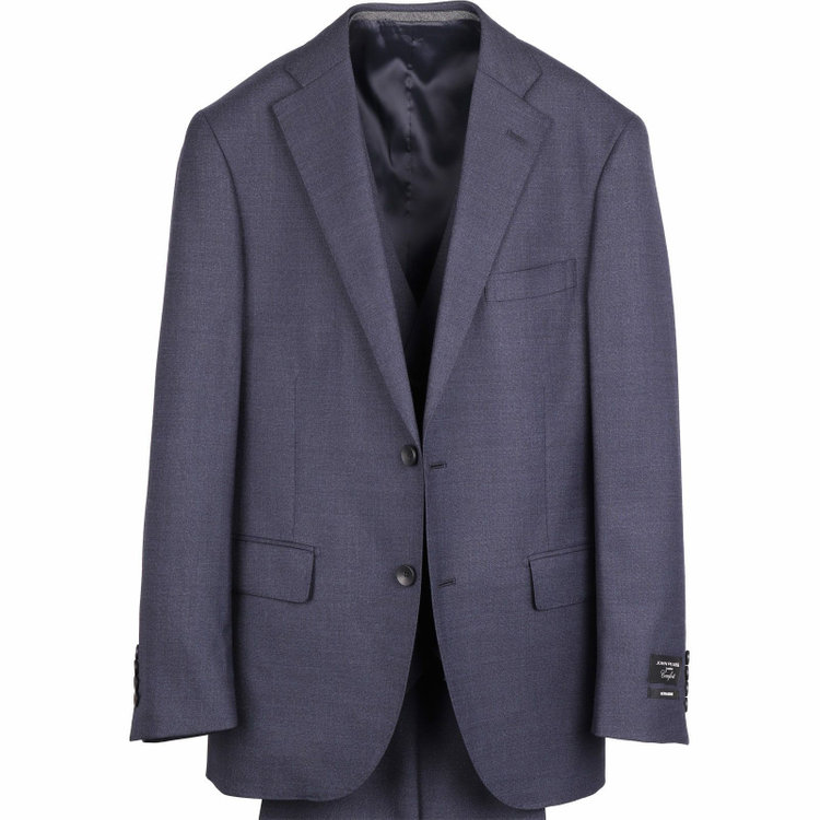 ＪＰ コンフォート 【JOHN PEARSE comfort】【秋冬】7WAY コーディネイトパンツ付き/2釦シングルスリーピーススーツ ショートタック/ネイビー×ソリッド+グレーパンツ/ULTRA MOVE/ウエストシャーリング/ウォッシャブル/ストレッチ ネイビー系(紺)