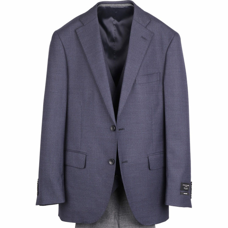 ＪＰ コンフォート 【JOHN PEARSE comfort】【秋冬】7WAY コーディネイトパンツ付き/2釦シングルスリーピーススーツ ショートタック/ネイビー×ソリッド+グレーパンツ/ULTRA MOVE/ウエストシャーリング/ウォッシャブル/ストレッチ ネイビー系(紺)