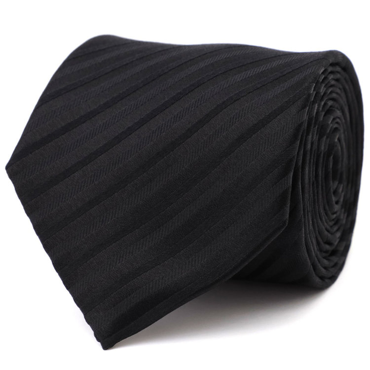 ジョンピアース 【JOHN PEARSE White】【お葬式】シルクフォーマルネクタイ8.0㎝幅/ブラック×シャドーストライプ 黒