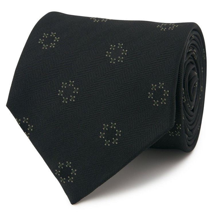 ドナートヴィンチ 【名品】【Donato Vinci Italy】シルク小紋柄ネクタイ 8.5cm;幅/ダークグリーン/MADE IN JAPAN その他