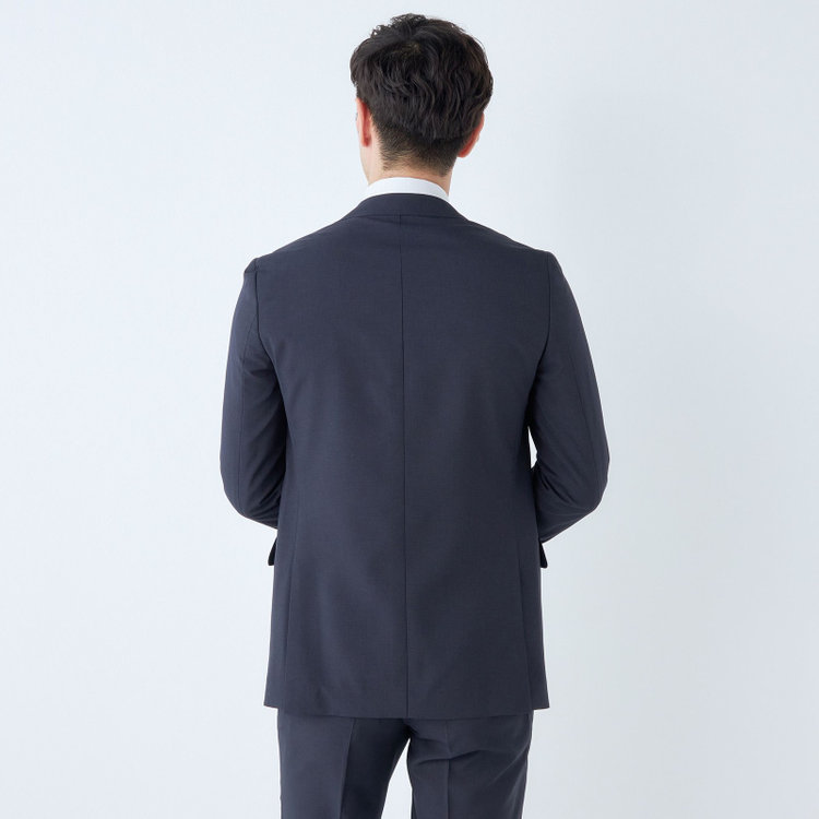 ＪＰ コンフォート 【JOHN PEARSE comfort】【春夏】2釦シングルスリーピーススーツ ショートタック/ネイビー×マイクロチェック/ULTRA MOVE/※裾上げ必要 紺中間