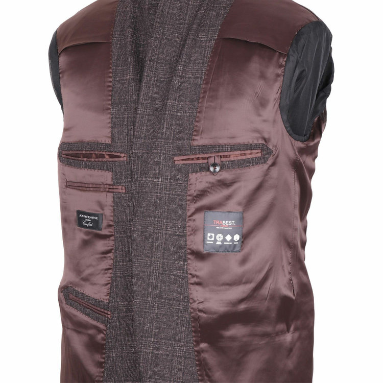 ＪＰ コンフォート 【JOHN PEARSE comfort】【秋冬】コーディネートパンツ付/2釦シングルスーツ ショートタック/ブラウン×チェック+グレー×ソリッドパンツ/ULTRA MOVE/TRABEST/ウォッシャブル/ストレッチ ブラウン系(茶)